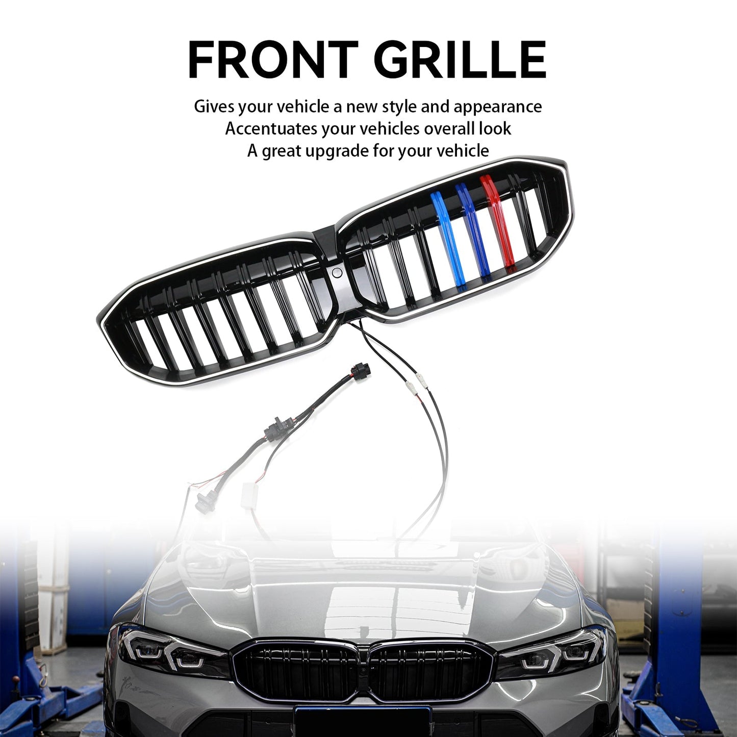 2023-2024 BMW 3 Series G20 G21 G28 Gloss Black Front Kidney Grille Mesh