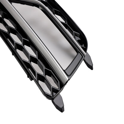 2013-2016 Audi A5 S-Line S5 Black Front Fog Lamp Grill Grille — Pair (8T0807681K / 8T0807682K)