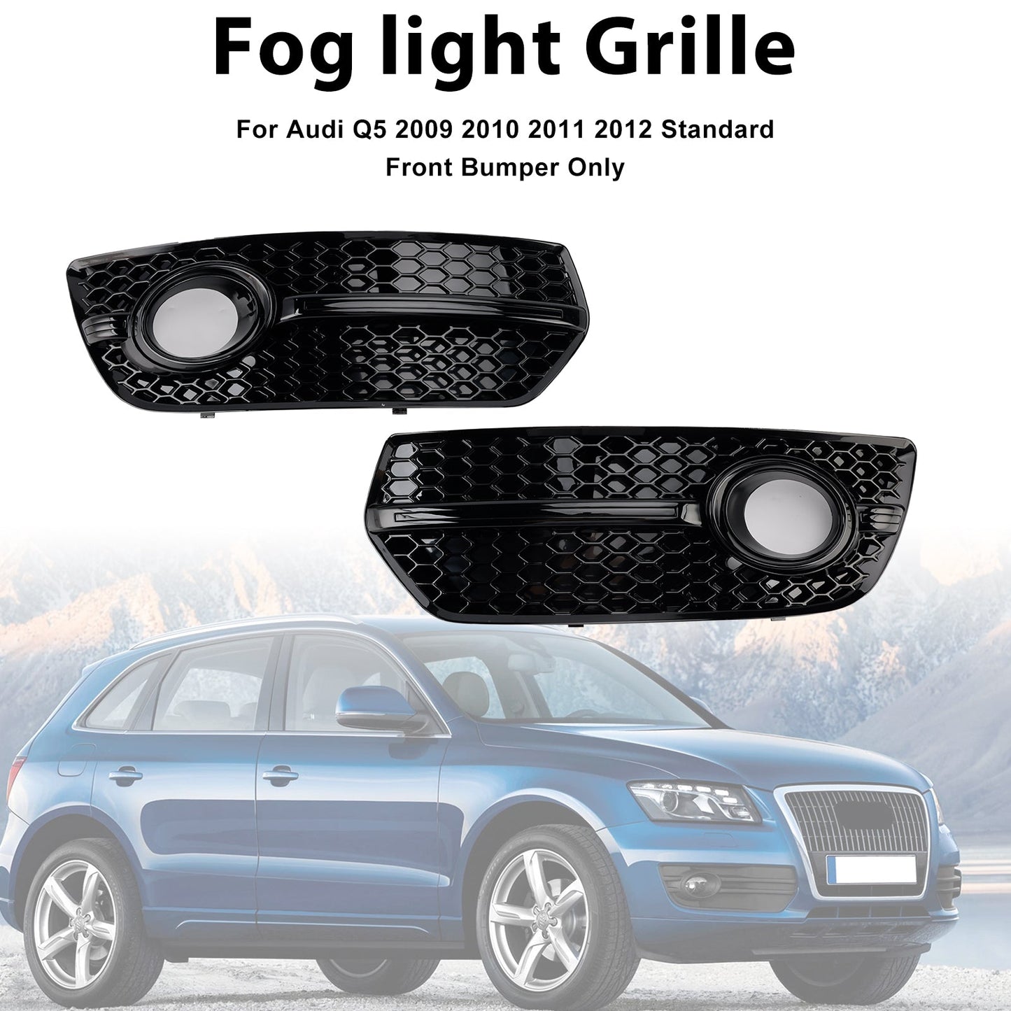 2009-2012 Audi Q5 Front Bumper Fog Light Lamp Cover — Pair