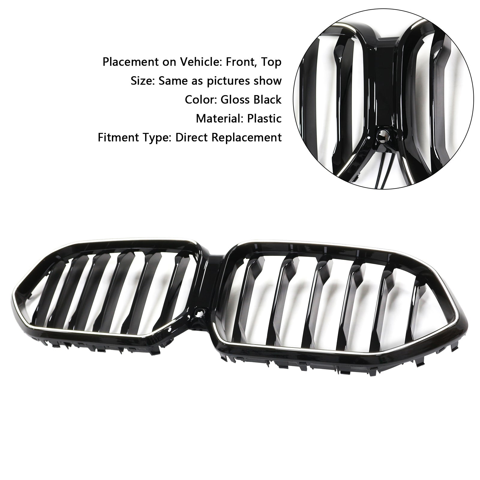 2020-2022 BMW X6 G06 M50i Black Front Bumper Grille with Camera Hole