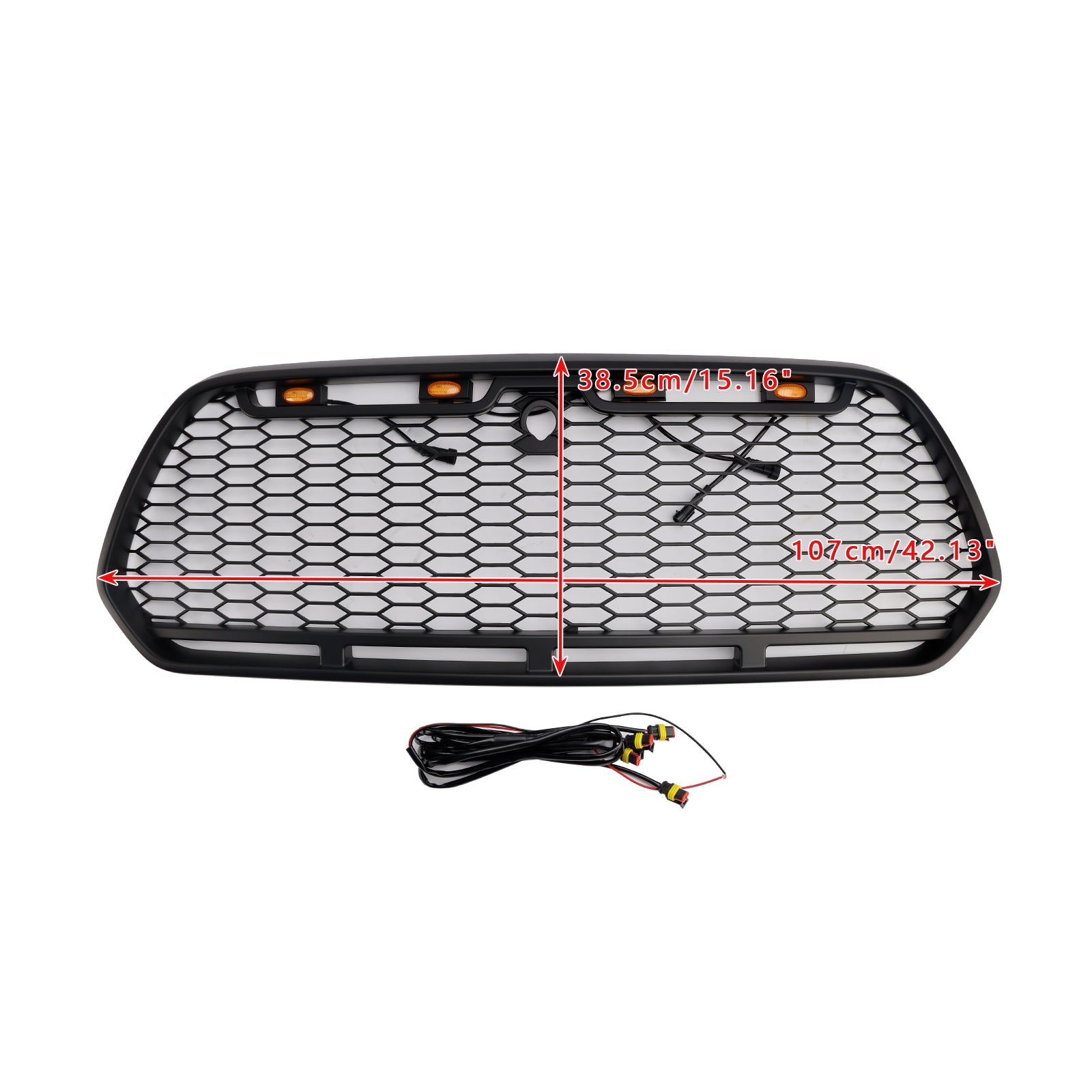 Matt Black Front Bumper Grill Grille Fit Ford Transit MK8 2015-2018 Raptor w/LED