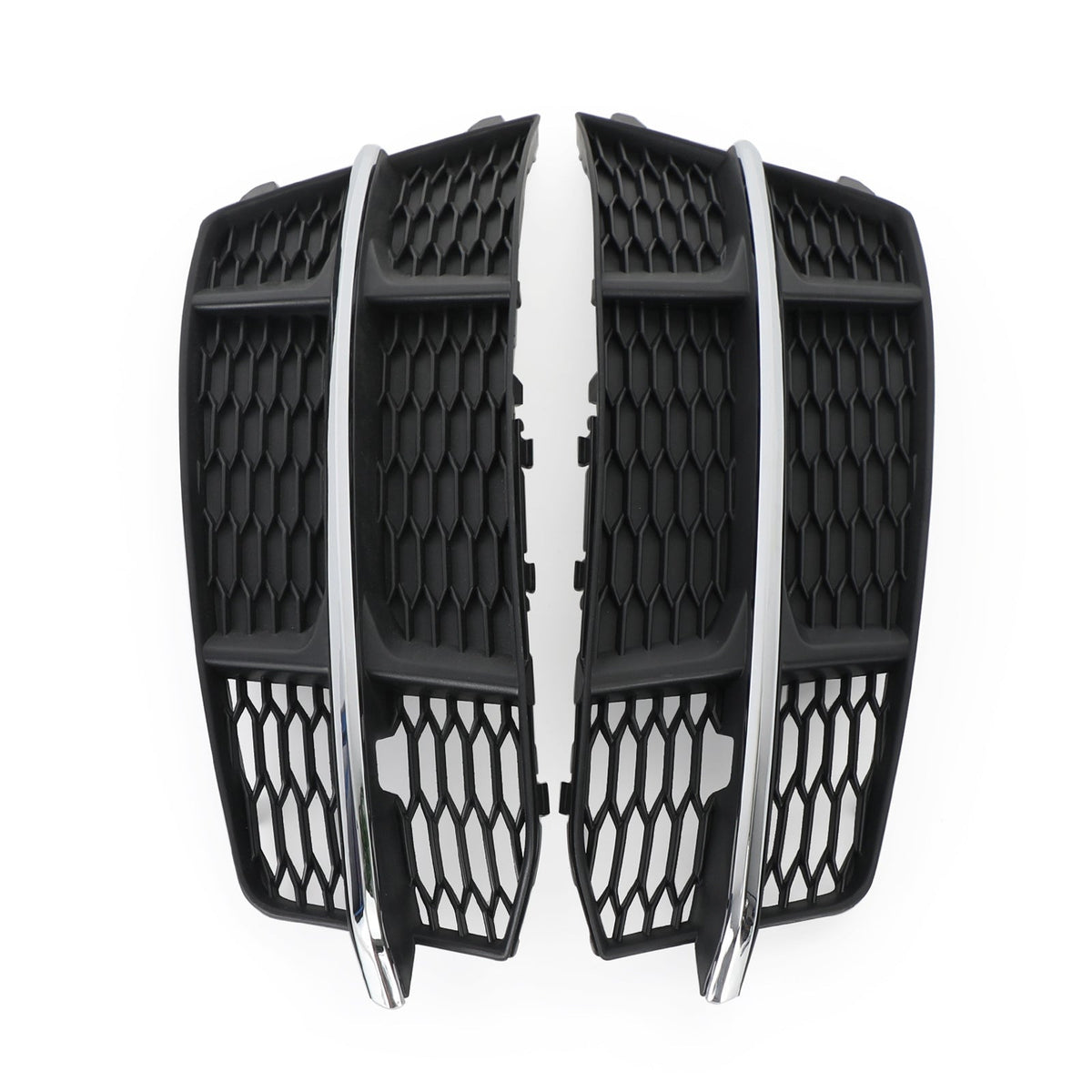 2016-2018 Audi A6 C7 S-Line Front Bumper Lower Grille — Black Chrome Pair