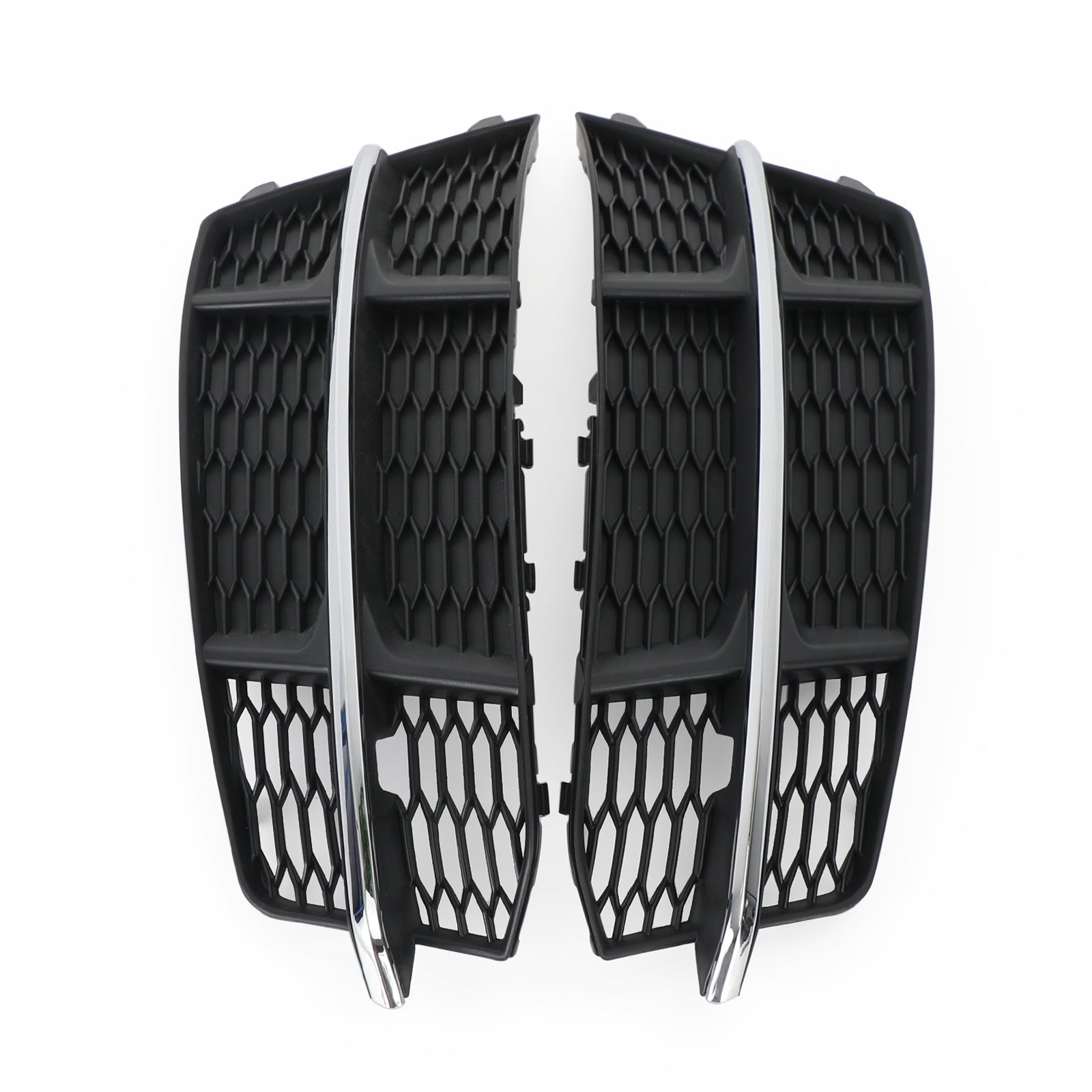 2016-2018 Audi A6 C7 S-Line Front Bumper Lower Grille — Black Chrome Pair