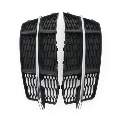 2016-2018 Audi A6 C7 S-Line Front Bumper Lower Grille — Black Chrome Pair