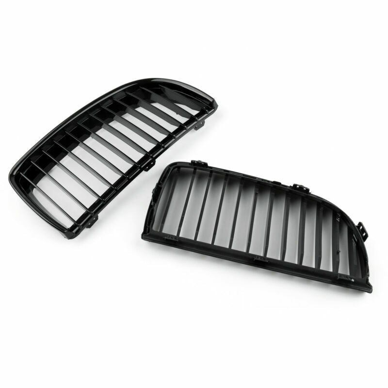2005-2008 BMW 3 Series E90 Sedan Gloss Black Front Kidney Grille — Left & Right Pair