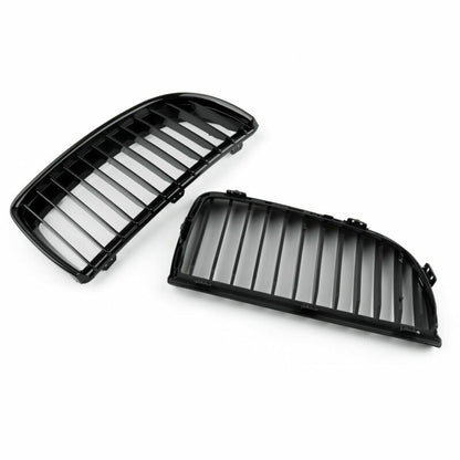 2005-2008 BMW 3 Series E90 Sedan Gloss Black Front Kidney Grille — Left & Right Pair