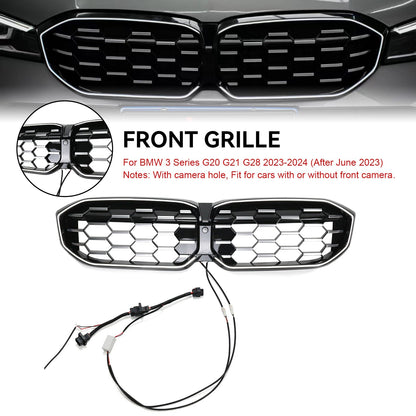 2023-2024 BMW 3 Series G20 G21 G28 Diamond Black Silver Front Kidney Grille Mesh