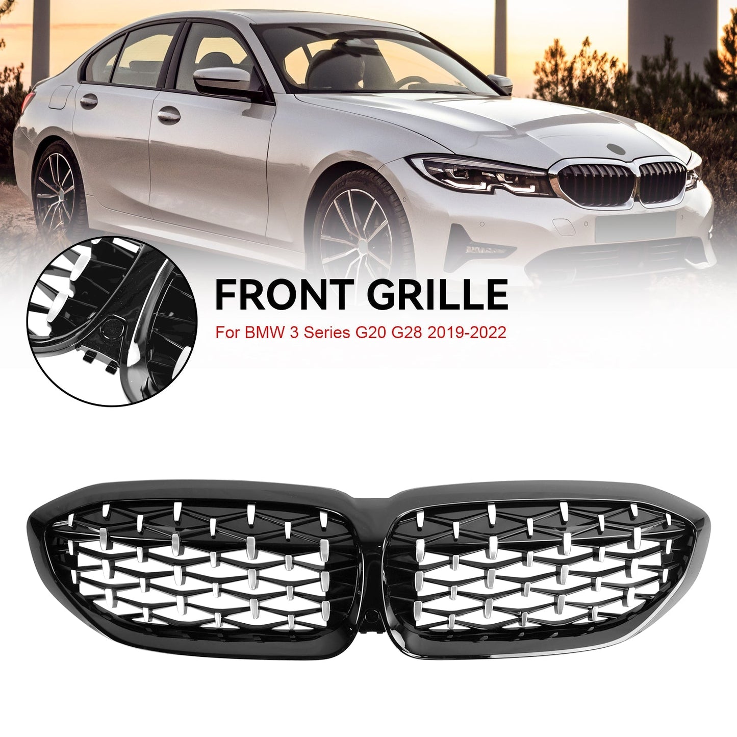 2019-2022 BMW 3 Series G20 G28 Diamond Front Kidney Grille (51138072085)