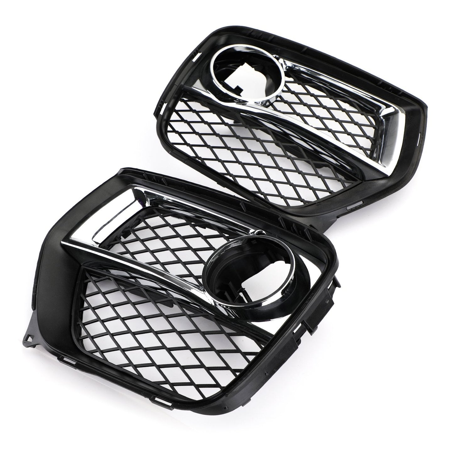 2012-2014 BMW X6 E71 Front Bumper Closed Grid Fog Light Grille — Left & Right Pair