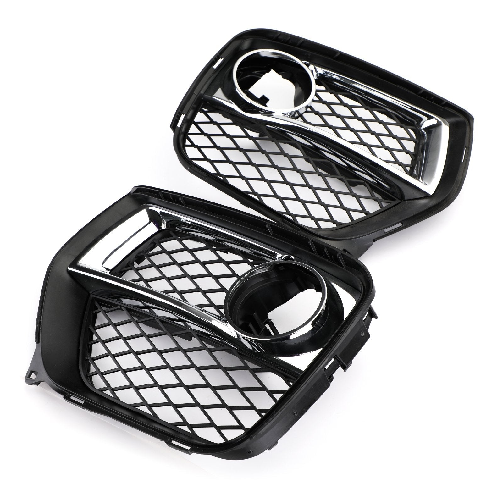 2012-2014 BMW X6 E71 Front Bumper Closed Grid Fog Light Grille — Left & Right Pair