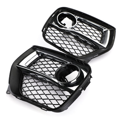 2012-2014 BMW X6 E71 Front Bumper Closed Grid Fog Light Grille — Left & Right Pair