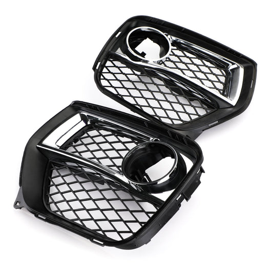 2012-2014 BMW X6 E71 Front Bumper Closed Grid Fog Light Grille — Left & Right Pair