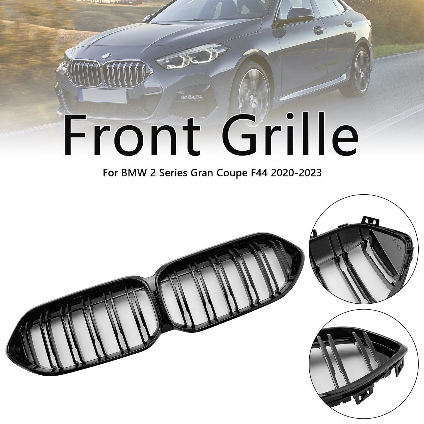 2020-2023 BMW 2 Series F44 Coupe M Gloss Black Front Bumper Kidney Grille (51135A39378)