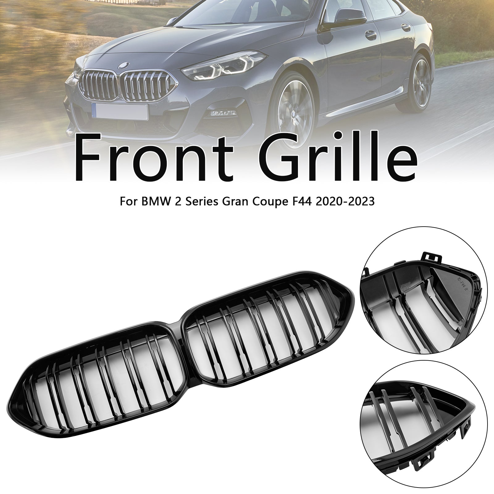 2020-2023 BMW 2 Series F44 Coupe M Gloss Black Front Bumper Kidney Grille (51135A39378)