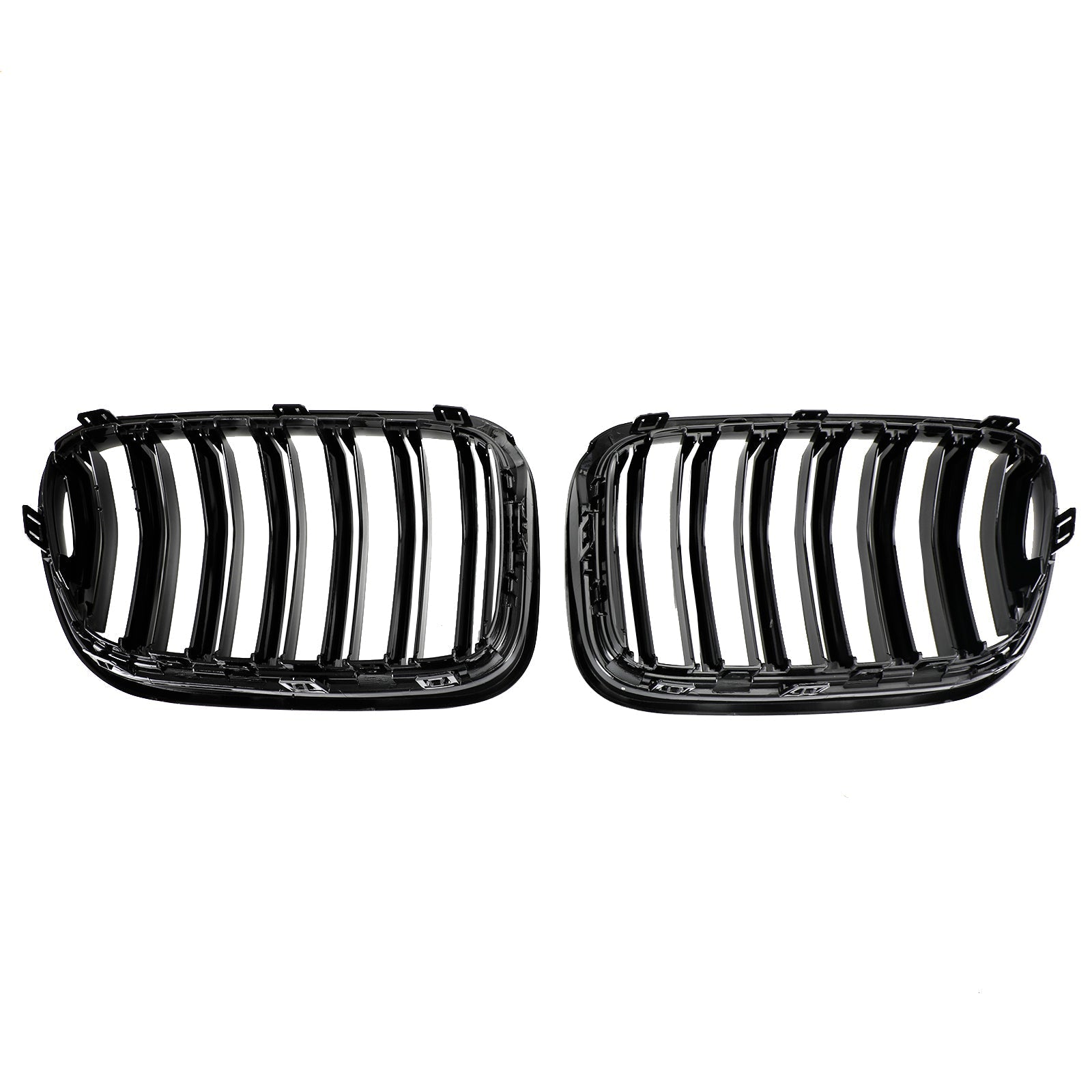 2010-2014 BMW X3 F25 Pre-Facelift Gloss Black Front Bumper Kidney Grill — Pair (51712297589 / 51117210725)