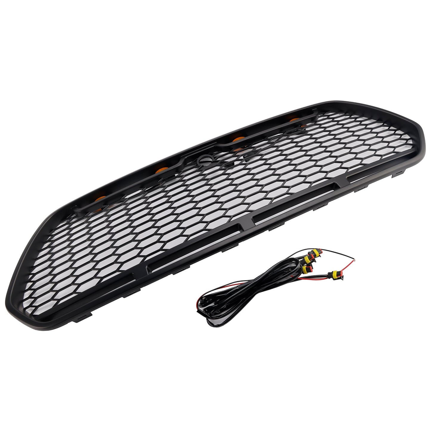 Matt Black Front Bumper Grill Grille Fit Ford Transit MK8 2015-2018 Raptor w/LED