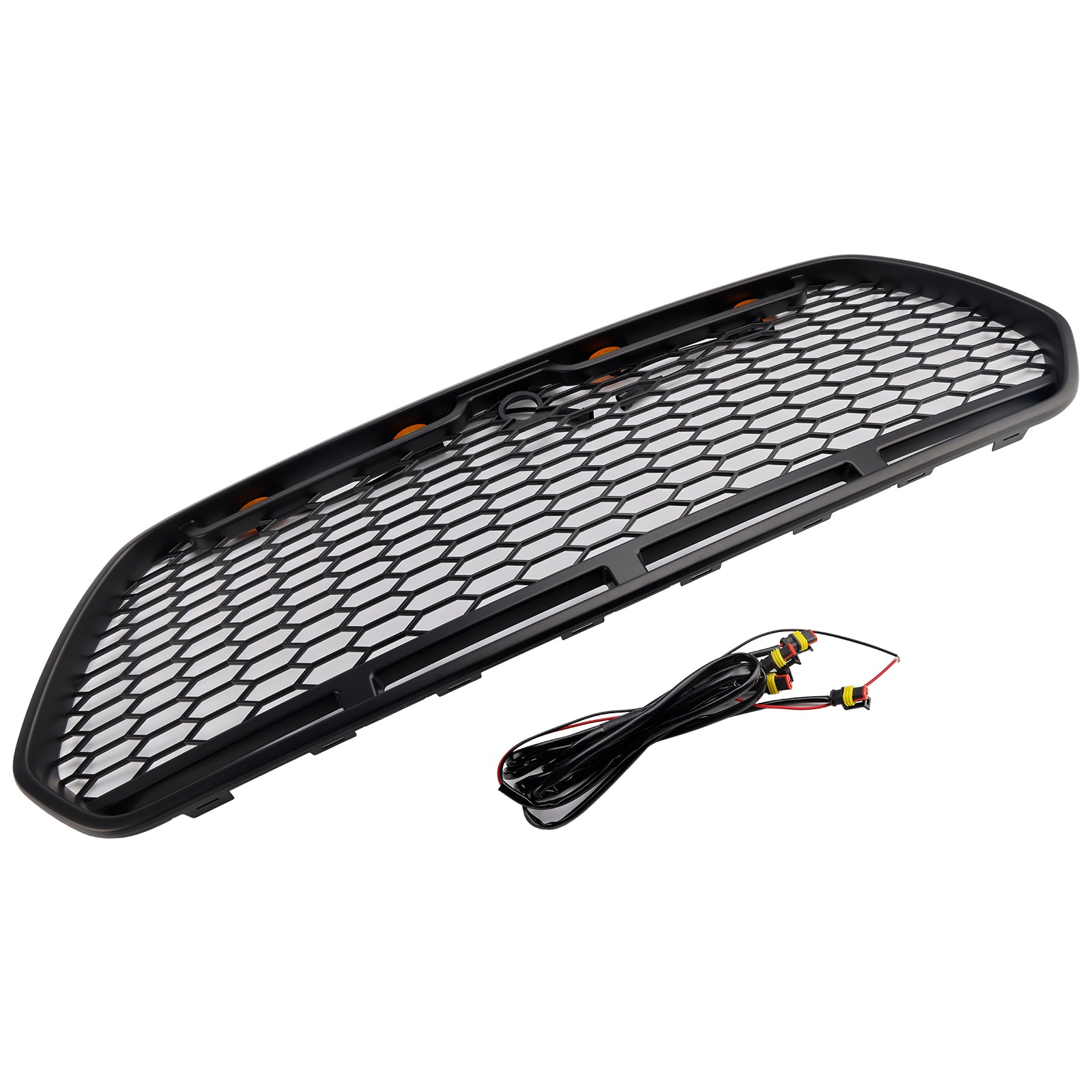 Matt Black Front Bumper Grill Grille Fit Ford Transit MK8 2015-2018 Raptor w/LED