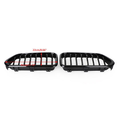 2018-2021 BMW X2 F39 Gloss Black Front Bumper Kidney Grille — Pair (51712455246 / 51712455247)