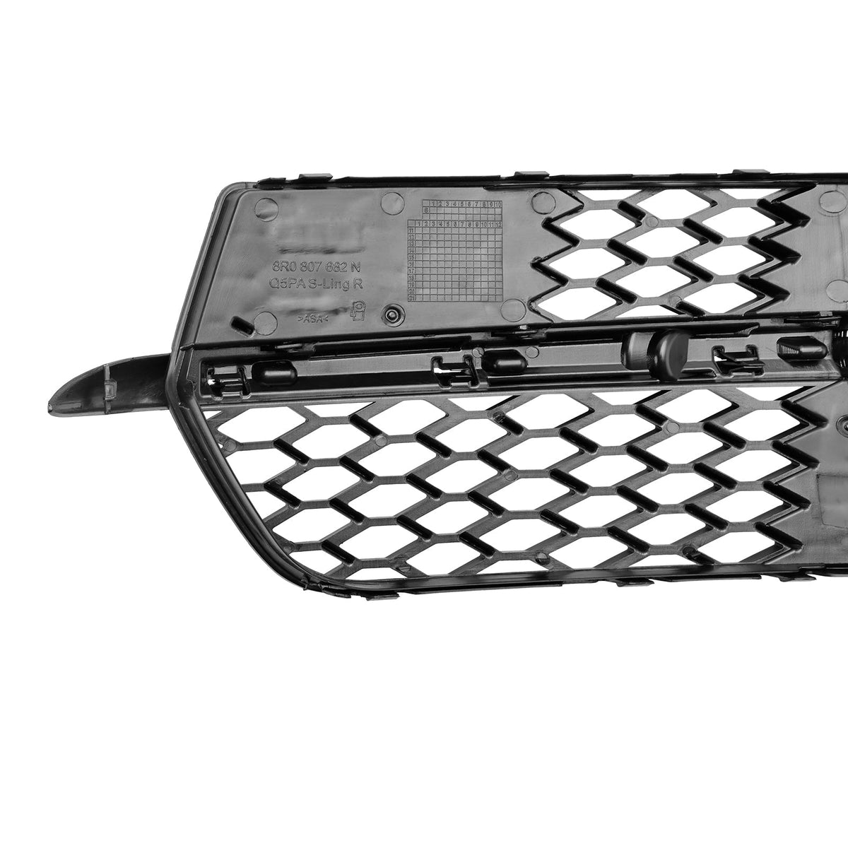 2013-2017 Audi Q5 S-Line SQ5 Black Chrome Front Bumper Fog Light Grille — Pair (8R0807682N / 8R0807681S)
