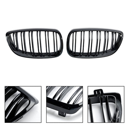 2006-2010 BMW E92 2-Door Pre-Facelift Gloss Black Front Kidney Grille — Pair (51137157277 / 51137157278)