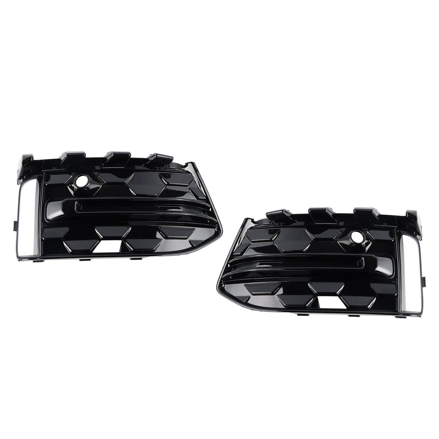 2023+ Audi A6L C8PA Black Front Bumper Fog Light Grille Trim — Pair