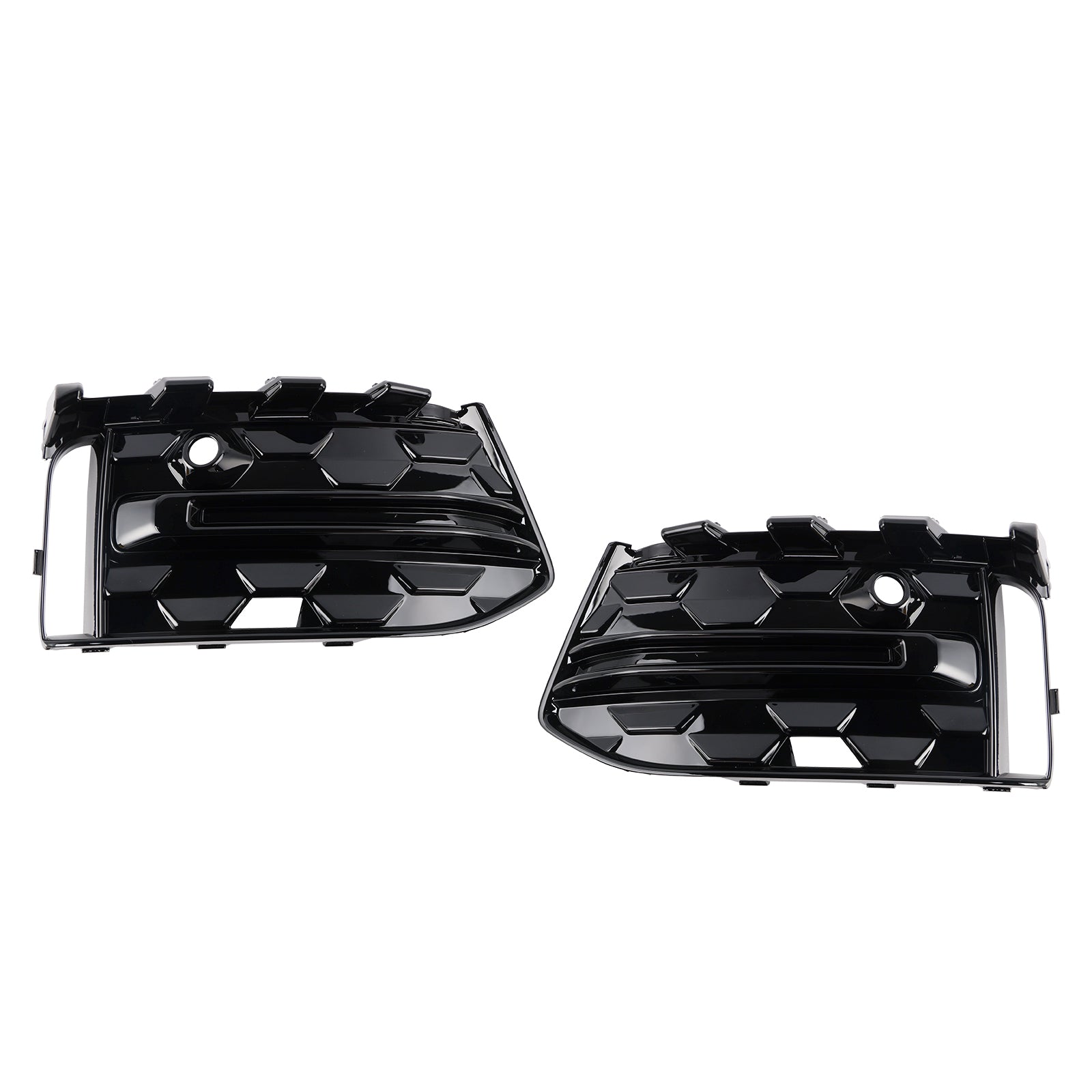 2023+ Audi A6L C8PA Black Front Bumper Fog Light Grille Trim — Pair