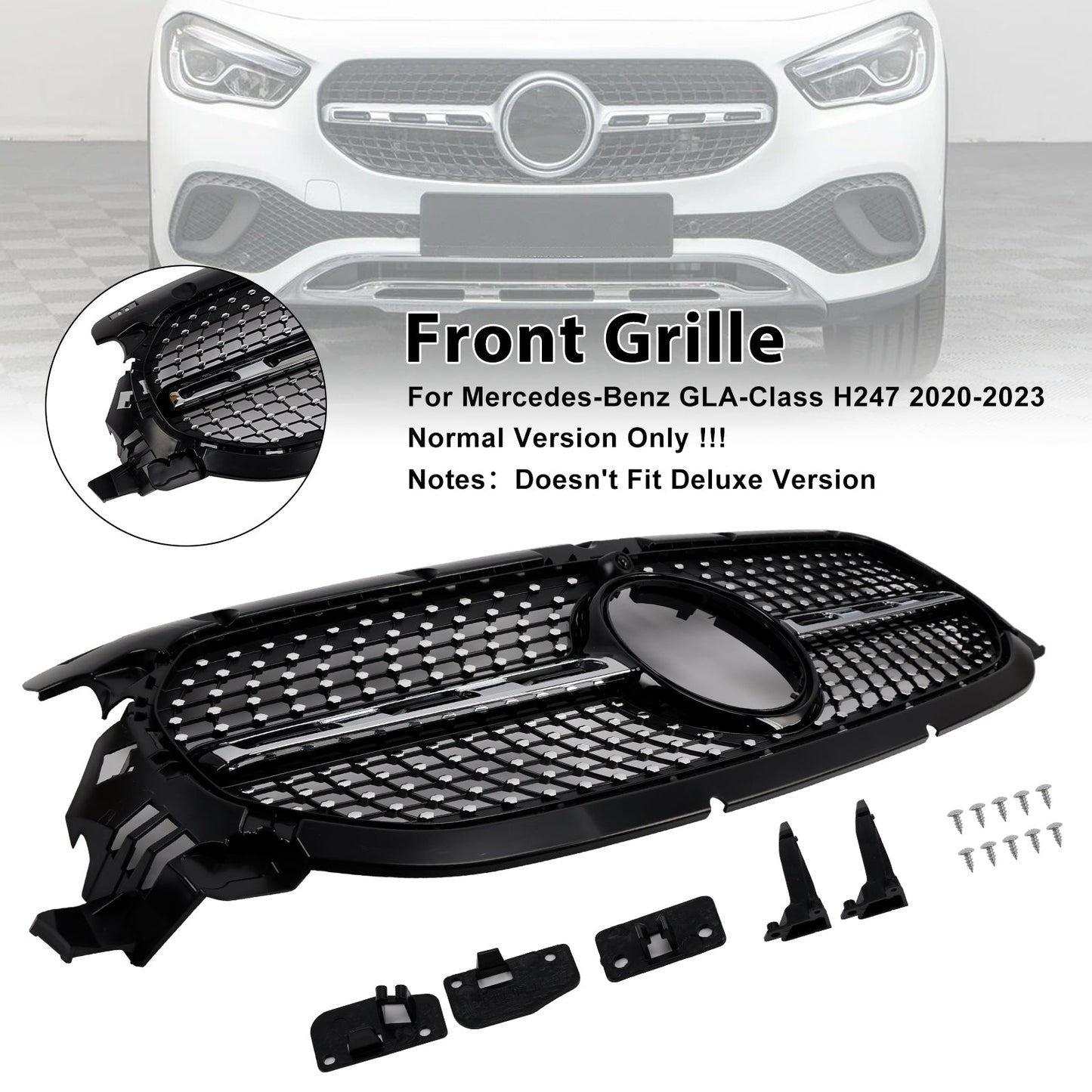2020-2023 Mercedes-Benz GLA-Class H247 GLA200 GLA250 Diamond Front Grille