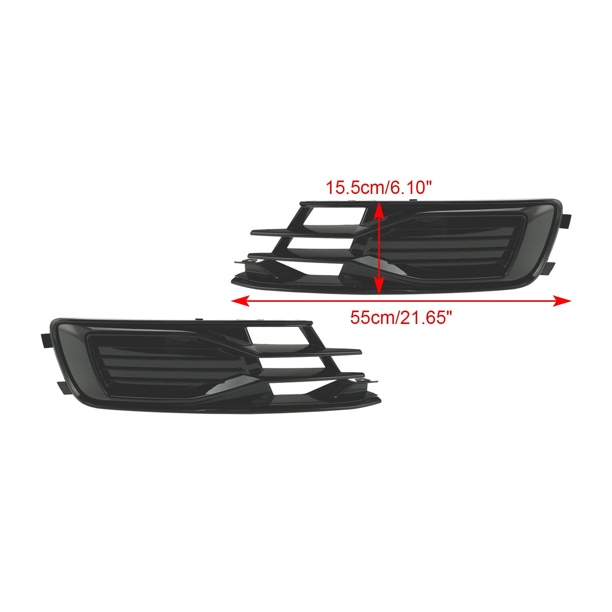 2014-2018 Audi A6 C7 Black Front Bumper Fog Light Cover Grille — Pair (4G0807647T94 / 4G0807648T94)
