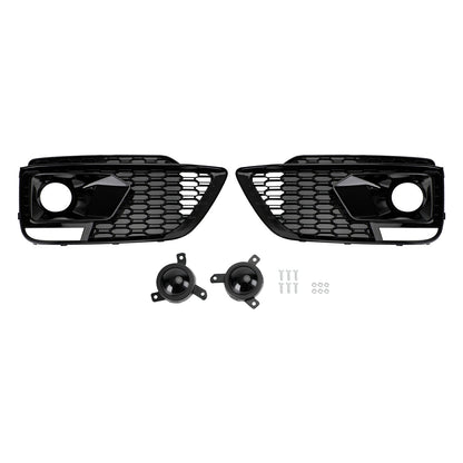 2018-2020 Audi Q5 SQ5 RSQ5 Style Black Front Honeycomb Fog Lamp Grille Cover