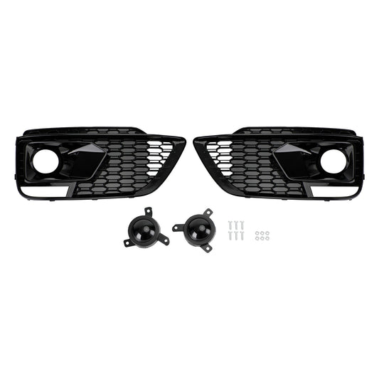 2018-2020 Audi Q5 SQ5 RSQ5 Style Black Front Honeycomb Fog Lamp Grille Cover