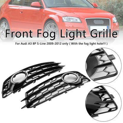2009-2012 Audi A3 8P S-Line Honeycomb Front Bumper Fog Light Grille Cover (8P0807682)