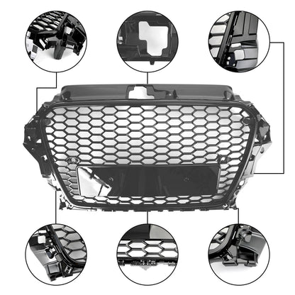 2013-2016 Audi A3 S3 RS3 Style Black Honeycomb Front Hood Bumper Grille