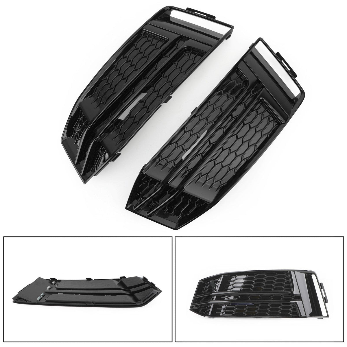 2016-2018 Audi A4 B9 S-Line Black Front Fog Light Cover Bumper Grill