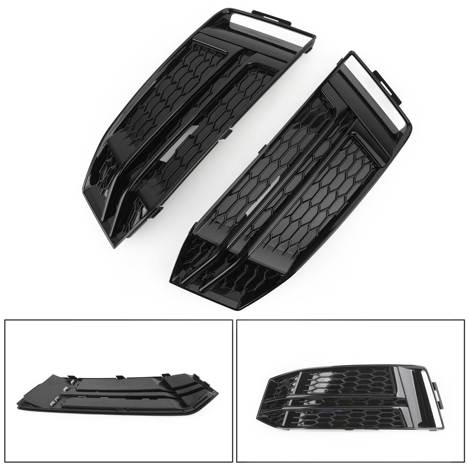 2016-2018 Audi A4 B9 S-Line Black Front Fog Light Cover Bumper Grill