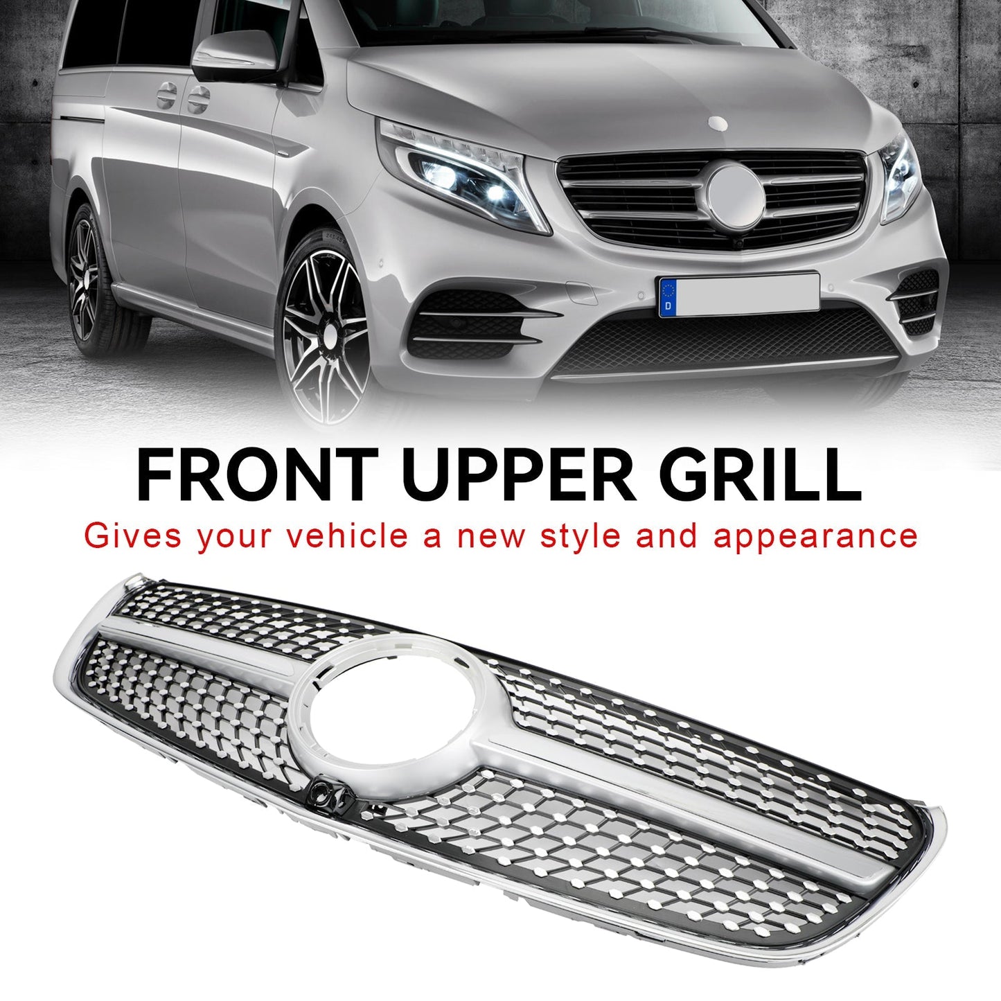2014-2019 Mercedes-Benz V-Class W447 Diamond Front Upper Grille