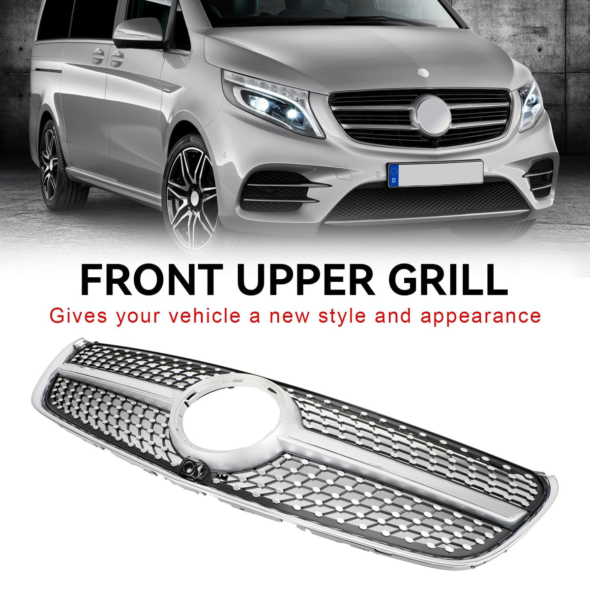 2014-2019 Mercedes-Benz V-Class W447 Diamond Front Upper Grille
