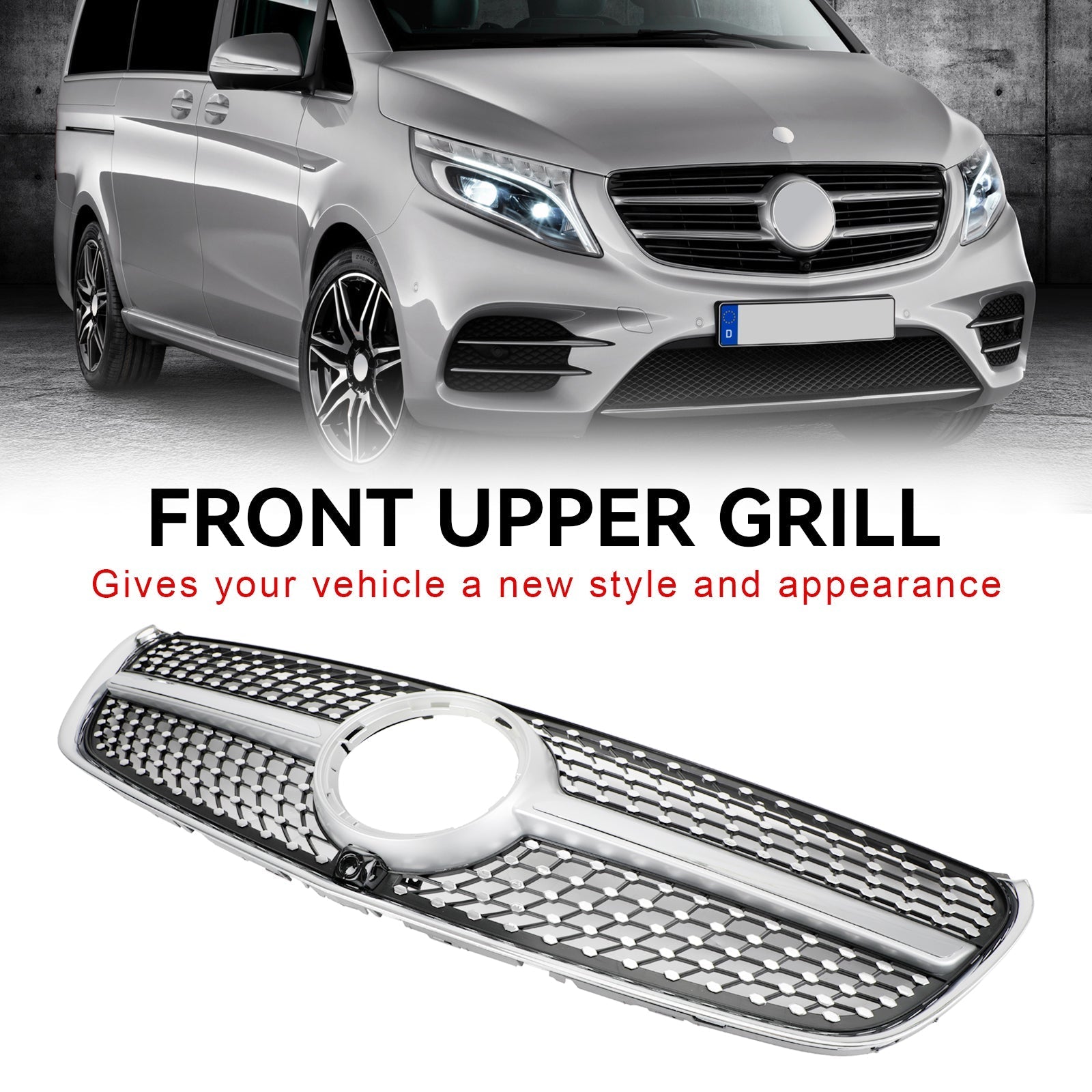 2014-2019 Mercedes-Benz V-Class W447 Diamond Front Upper Grille