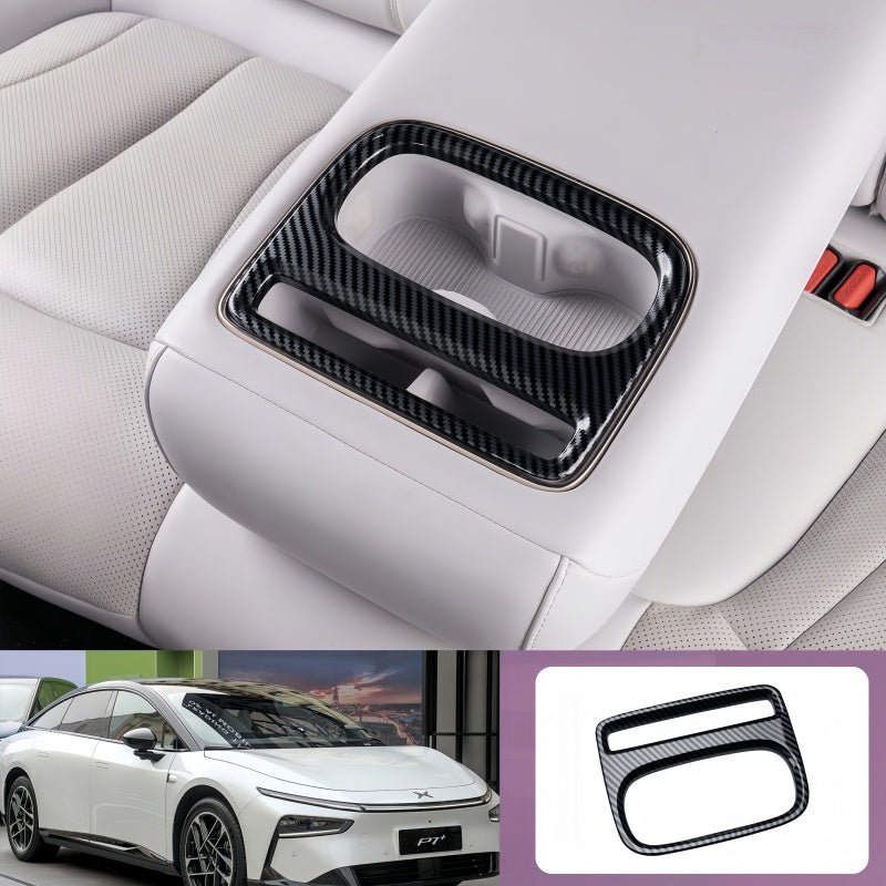 Carbon Fiber Rear Cup Holder Trim Frame for 2026 Xpeng P7+