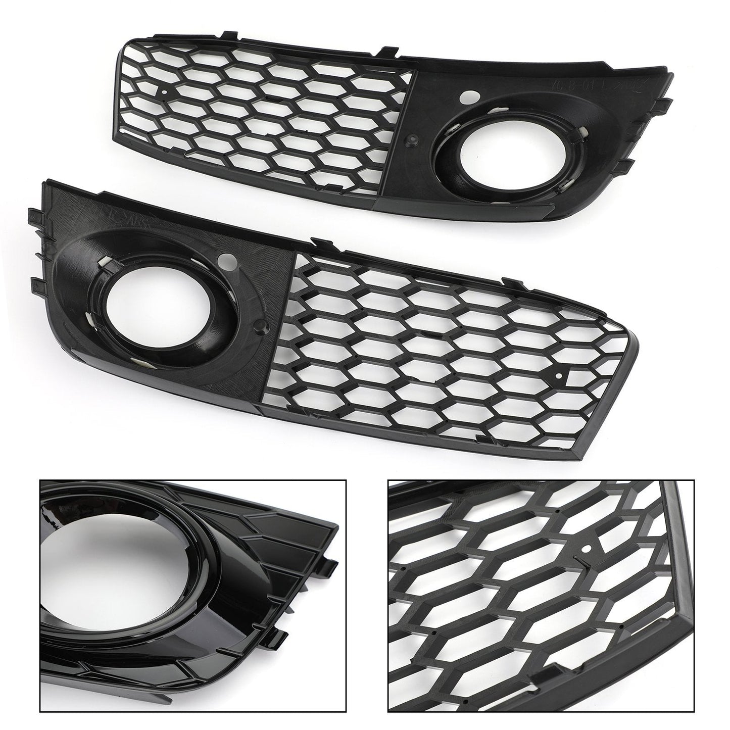 2009-2012 Audi A4 B8 Honeycomb Mesh Fog Light Open Vent Grill — Pair