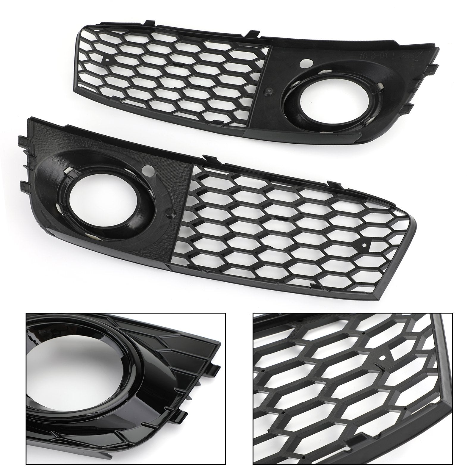 2009-2012 Audi A4 B8 Honeycomb Mesh Fog Light Open Vent Grill — Pair