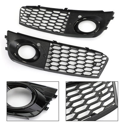 2009-2012 Audi A4 B8 Honeycomb Mesh Fog Light Open Vent Grill — Pair