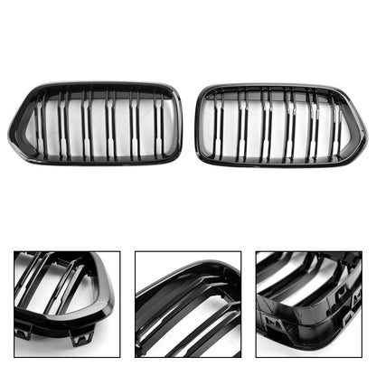 2018-2023 BMW X2 F39 Gloss Black Front Bumper Kidney Grille — Pair (51712455246 / 51712455247)