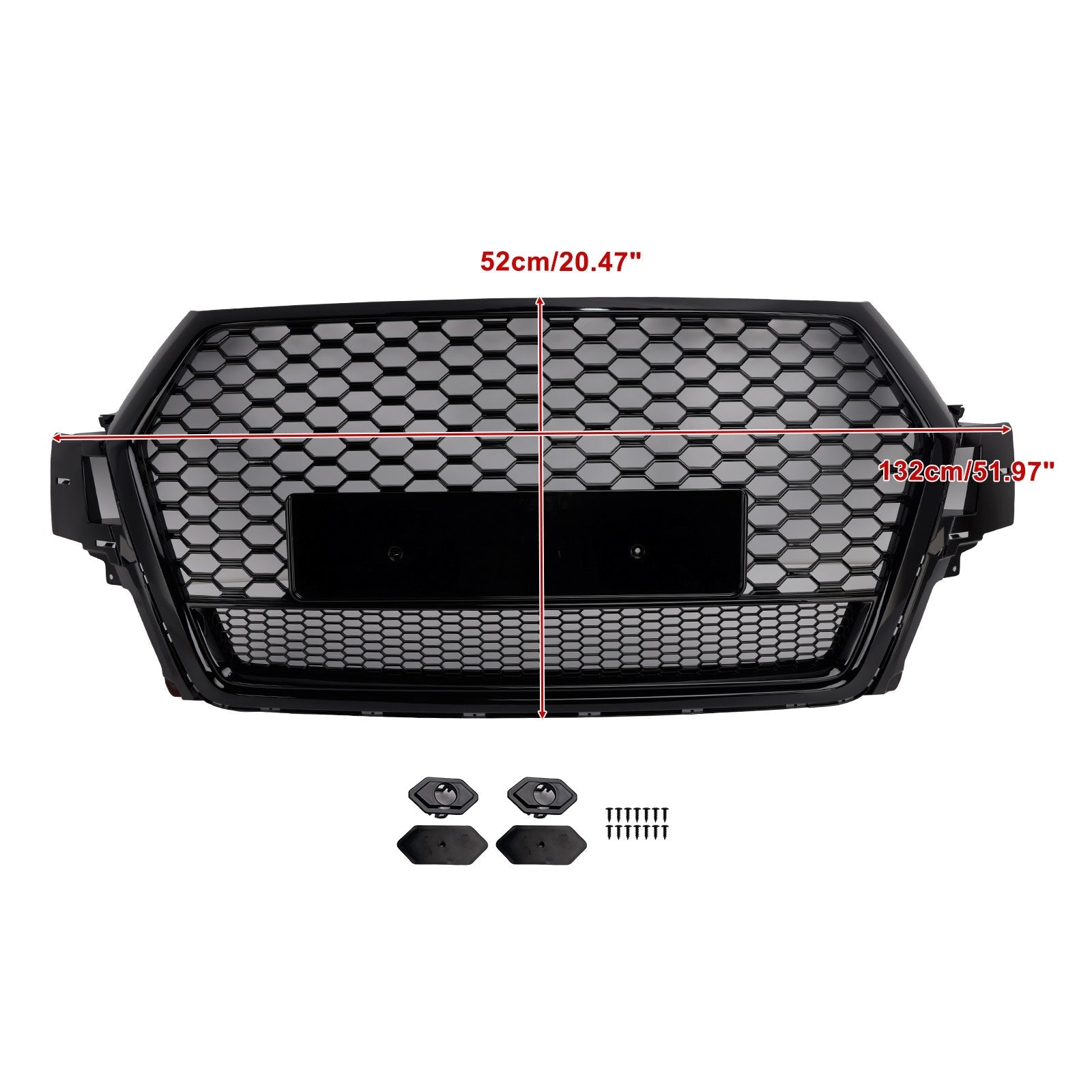 2016-2019 Audi Q7 Gloss Black Front Bumper Radiator Vent Mesh Grille