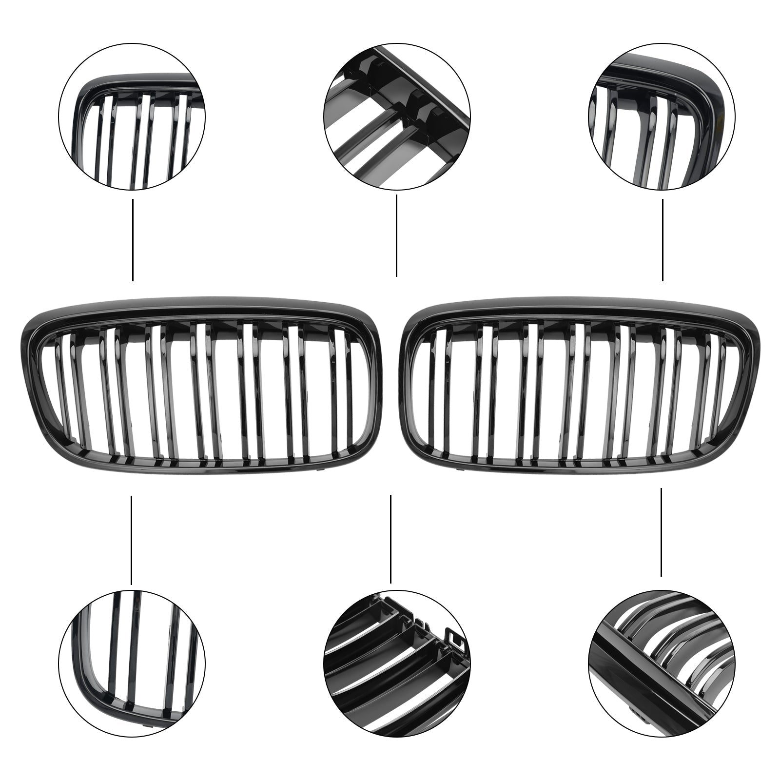 2015-2018 BMW 2 Series F45 F46 Gloss Black Front Kidney Grille