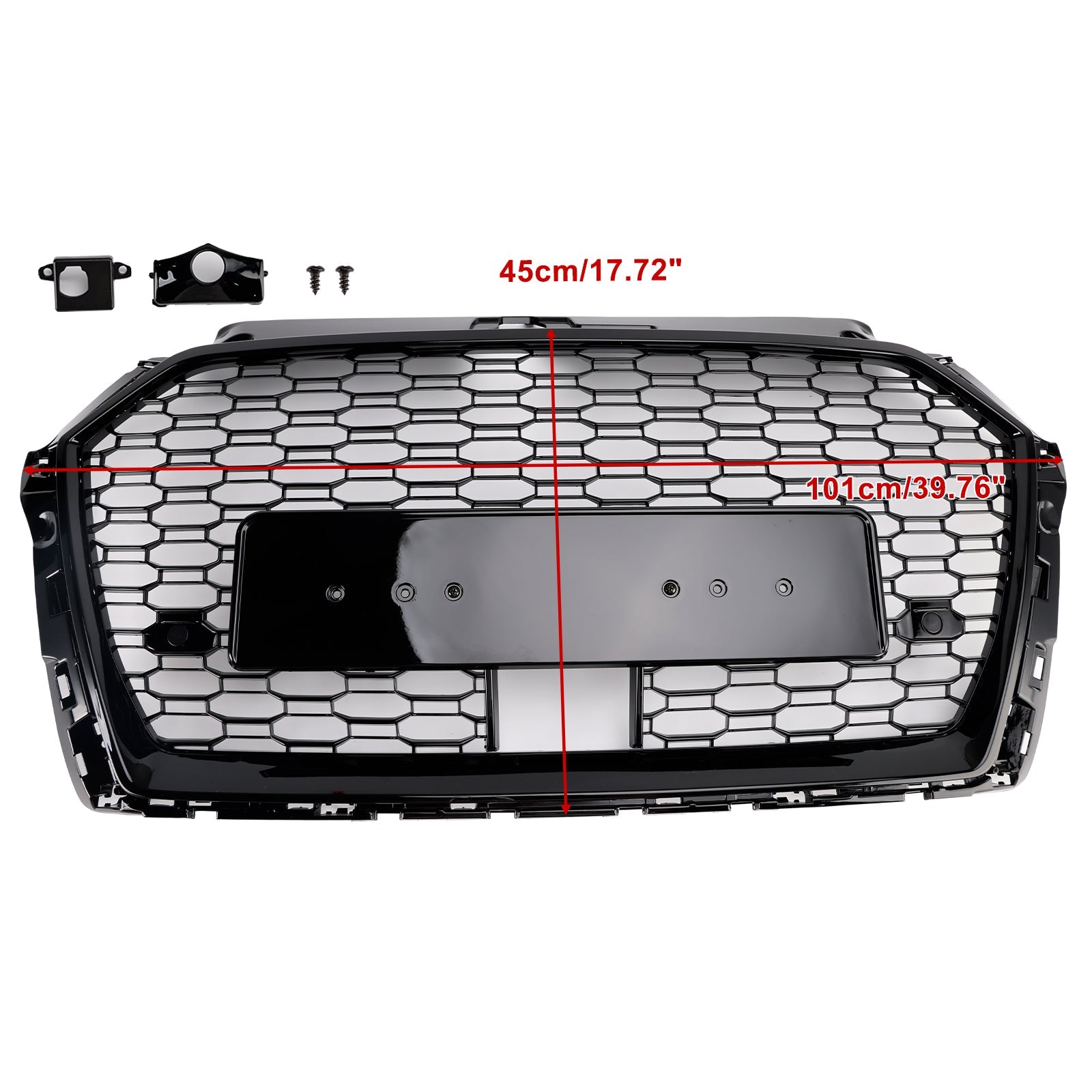 2017-2019 Audi A3 S3 RS3 Style Honeycomb Front Grille with ACC — Black