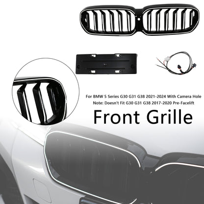 2021-2024 BMW 5 Series G30 G31 G38 Double Slat Gloss Black Front Kidney Grille