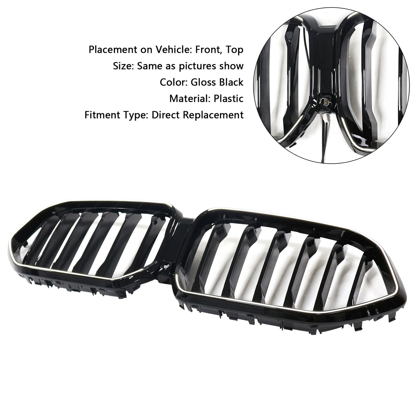 2023-2025 BMW X6 G06 M60i Black Front Bumper Grille with Camera Hole
