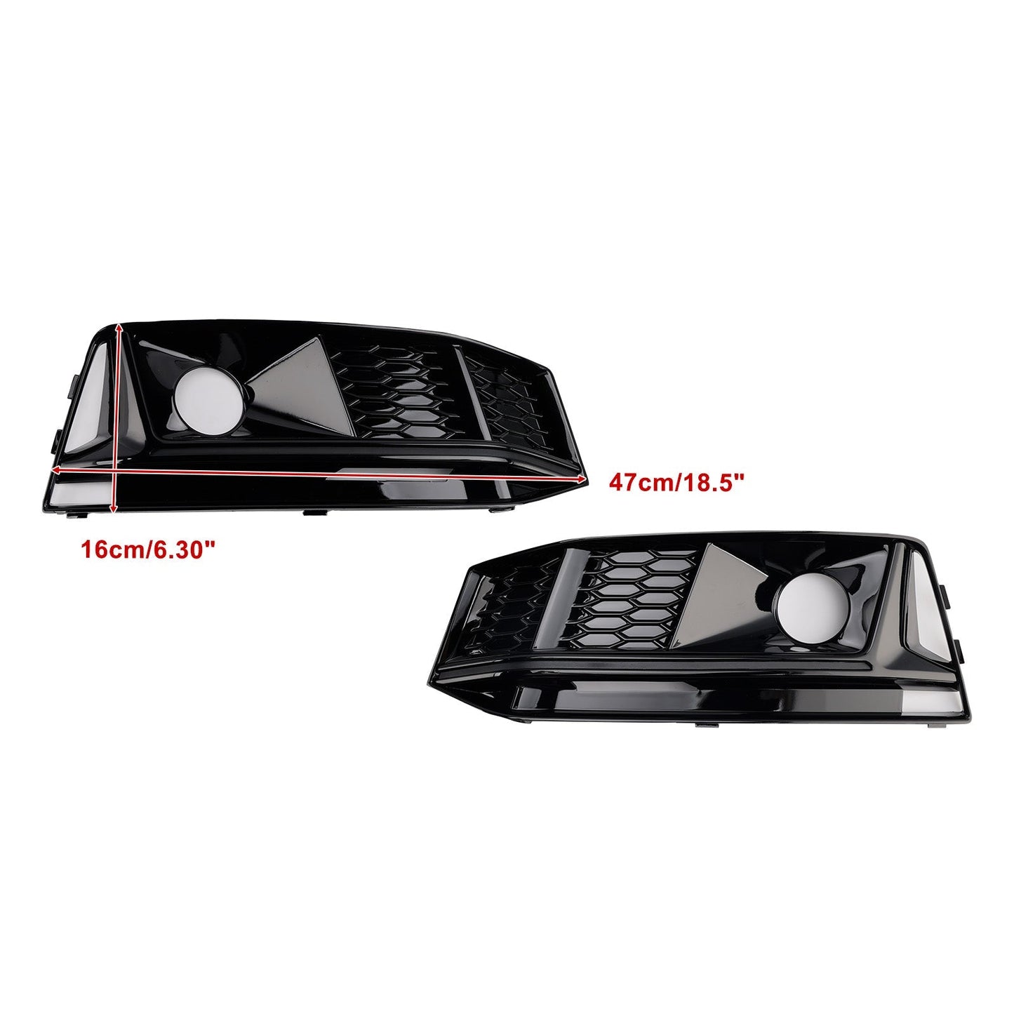 2016-2019 Audi A4 B9 S4 Black Front Bumper Fog Light Grille — Pair
