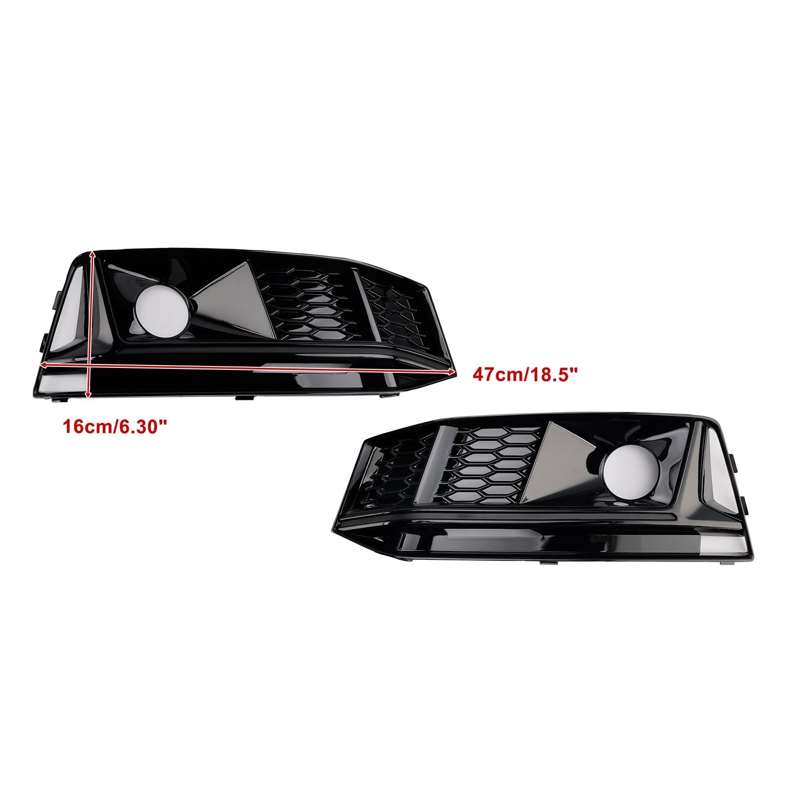 2016-2019 Audi A4 B9 S4 Black Front Bumper Fog Light Grille — Pair