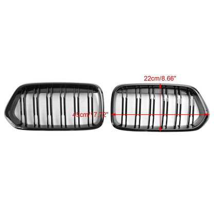 2018-2023 BMW X2 F39 Gloss Black Front Bumper Kidney Grille — Pair (51712455246 / 51712455247)